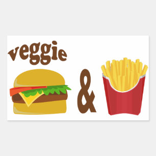 Veggie Burger and Fries Rectangular Sticker