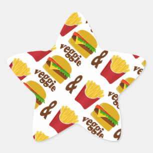 Veggie Burger and Fries Star Sticker