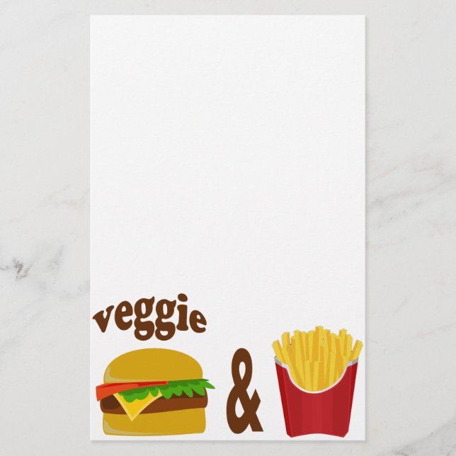 Veggie Burger and Fries Stationery (Front)