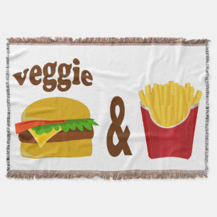 Veggie Burger and Fries Throw Blanket