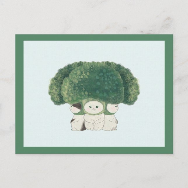 Veggie Cats Postcard -broccoli cat- (Front)