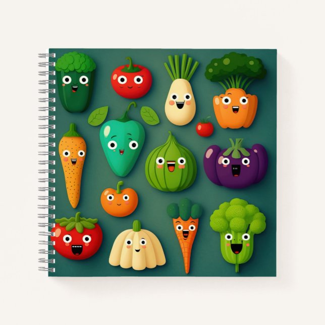Veggie Characters Veg Photos Vegetables Onion Clip Notebook (Front)
