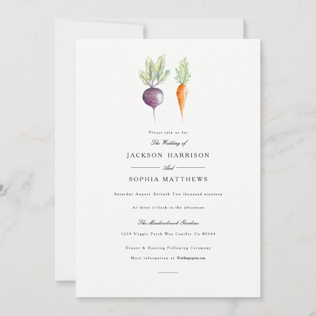 Veggie Duo | Watercolor Wedding Invite (Front)