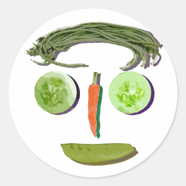 Veggie Face Classic Round Sticker (Front)