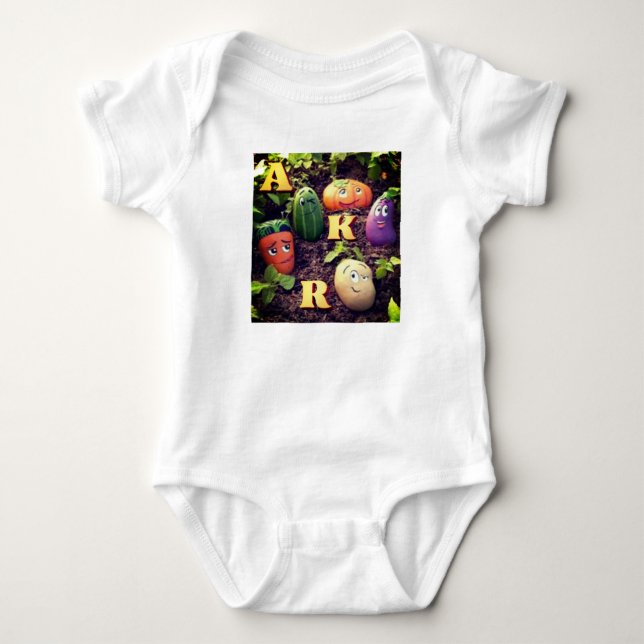 Veggie Friends Adventure Baby Bodysuit. Bodysuit (Front)