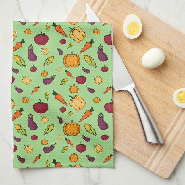 veggie king tea towel (Quarter Fold)