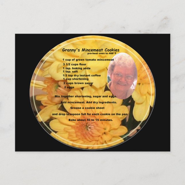 Veggie Mincemeat Cookie Recipe Postcard (Front)