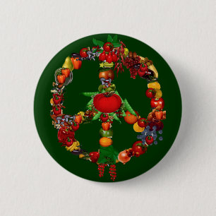 Veggie Peace Sign 6 Cm Round Badge