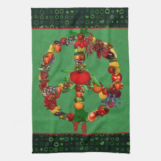 Veggie Peace Sign Tea Towel (Vertical)