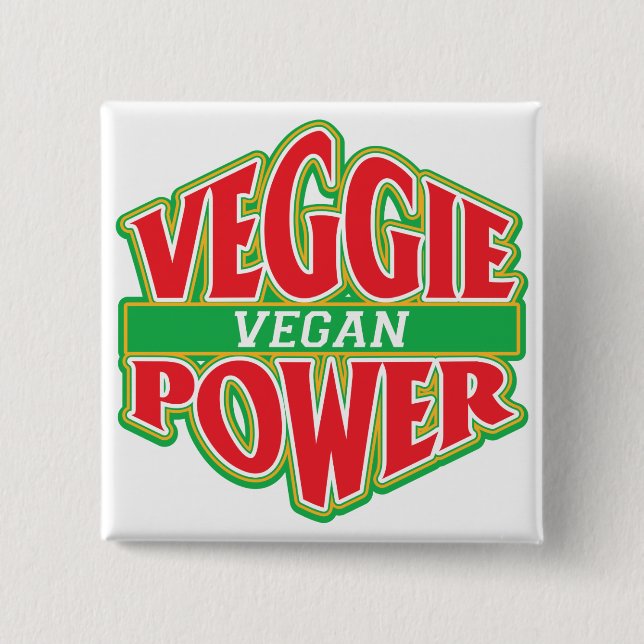 Veggie Power Vegan 15 Cm Square Badge (Front)