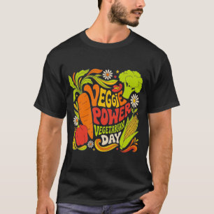 Veggie Power Vegetarian Day Colourful Vegetable Re T-Shirt