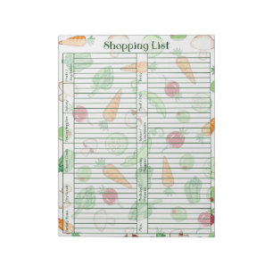 Veggie Shopping List Notepad