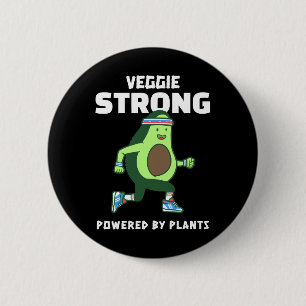Veggie Strong, Powered by plants 6 Cm Round Badge