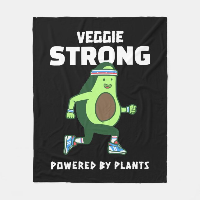 Veggie Strong, Powered by plants Fleece Blanket (Front)