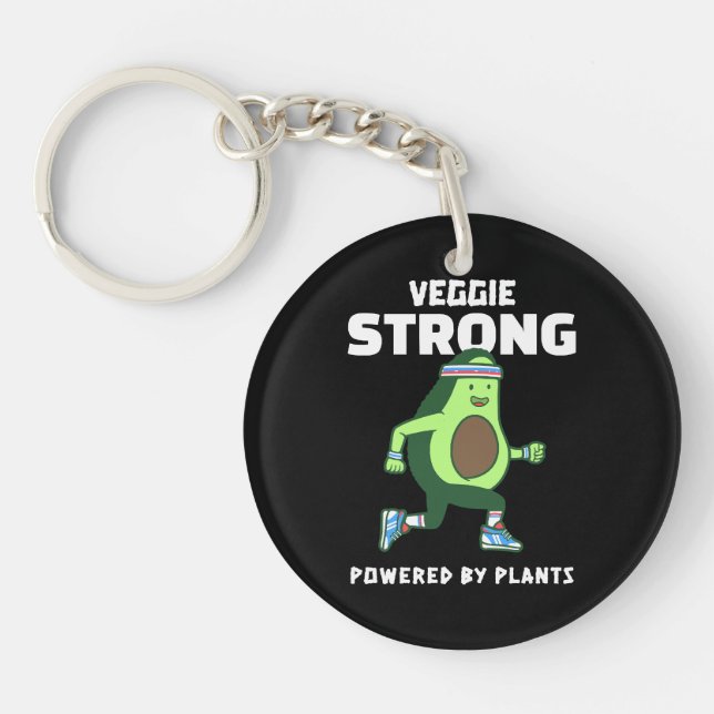 Veggie Strong, Powered by plants Key Ring (Front)