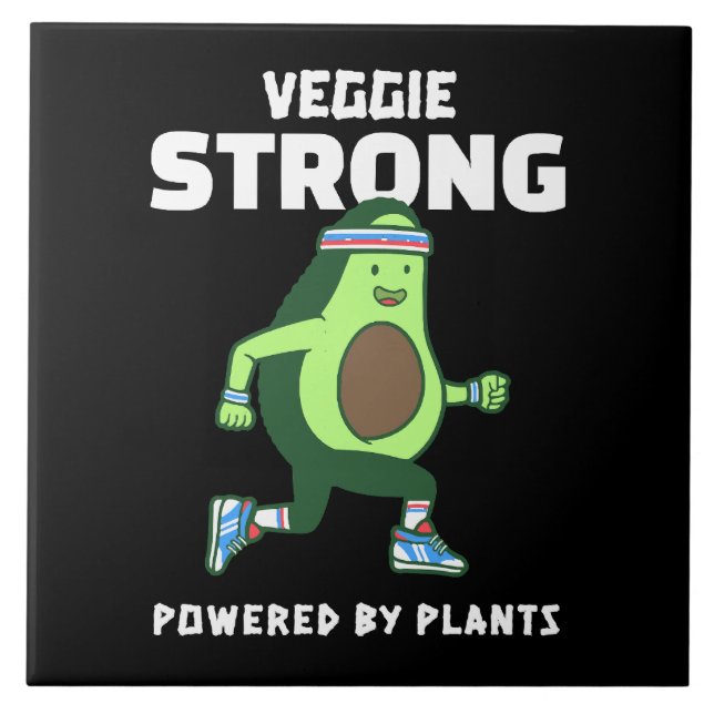 Veggie Strong, Powered by plants Tile (Front)