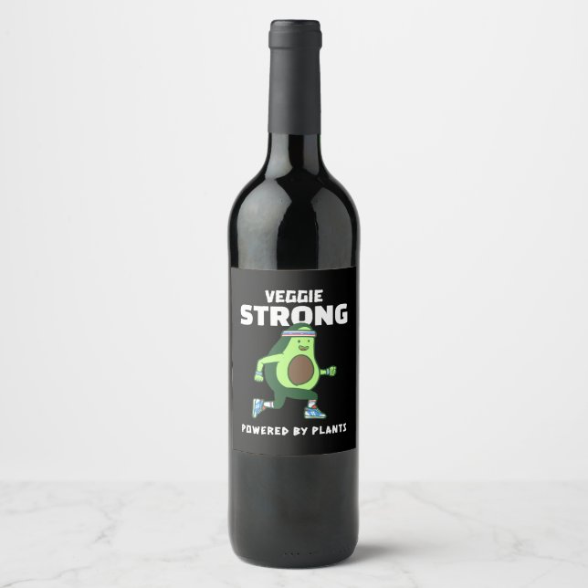 Veggie Strong, Powered by plants Wine Label (Front)