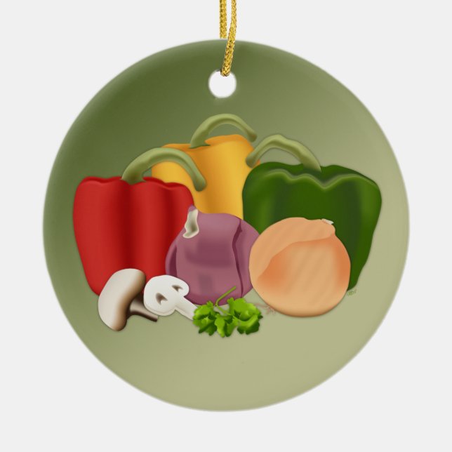 Veggies Ceramic Tree Decoration (Front)