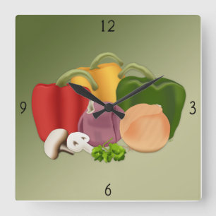 Veggies Square Wall Clock