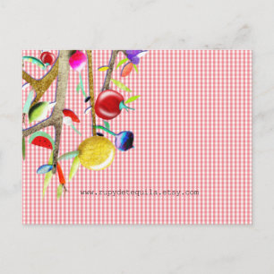 Veggies Watercolor Vichy Pattern Postcard