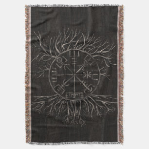 Vegvisir and Tree of life Yggdrasil Throw Blanket