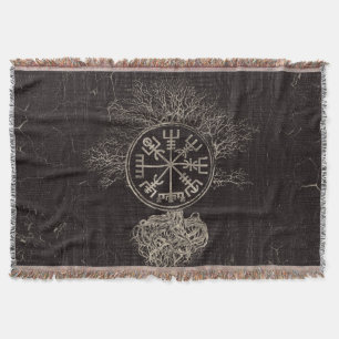 Vegvisir  and Tree of life  -Yggdrasil Throw Blanket