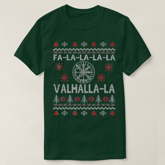 Vegvisir Compas Valhalla Ugly Christmas Viking  T-Shirt (Design Front)