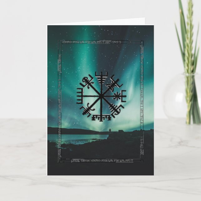 Vegvisir Compass/Wayfinder Rune greetings card (Front)