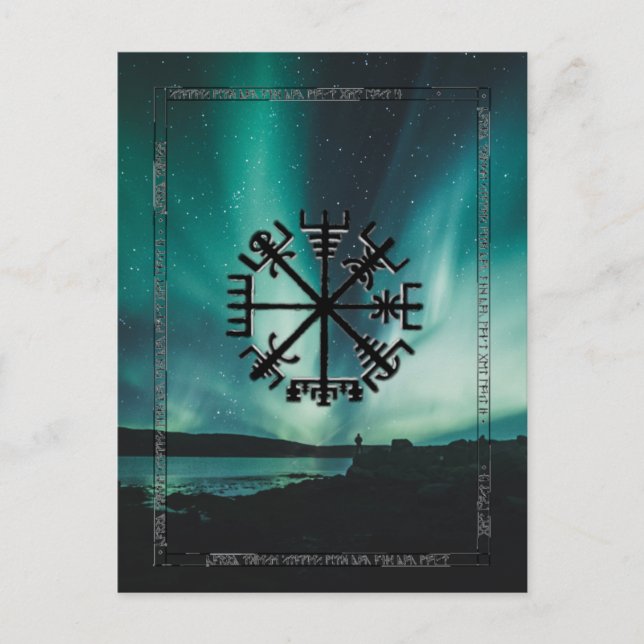 Vegvisir Compass/Wayfinder Viking Rune Postcard (Front)