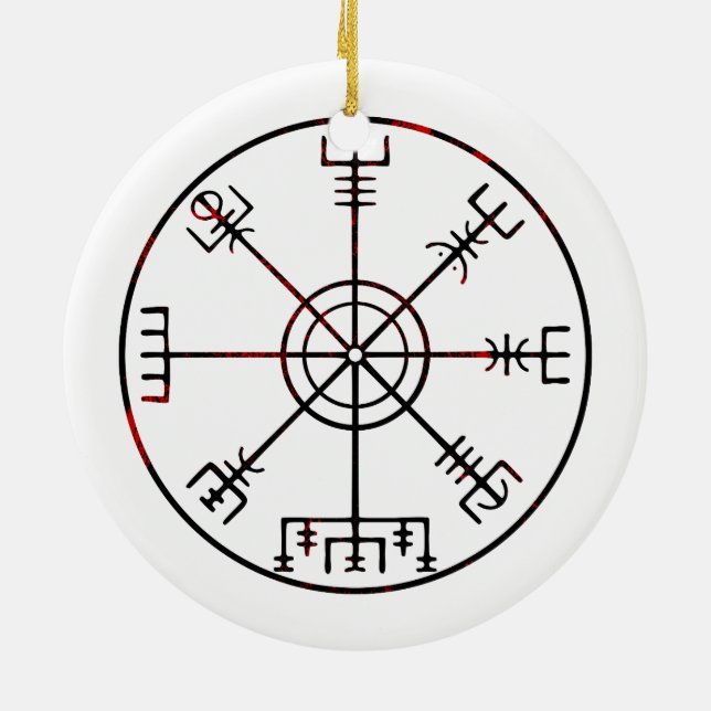 Vegvisir Icelandic Protective Runes Ceramic Tree Decoration (Back)
