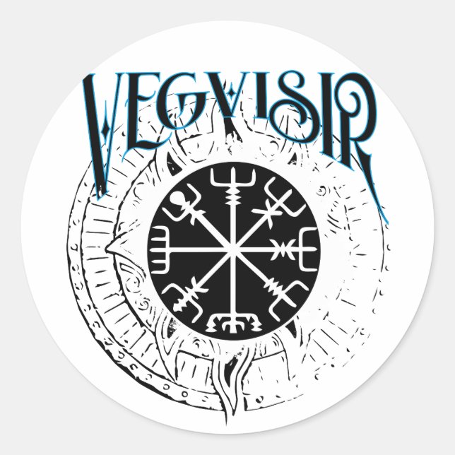 vegvisir nordic pathfinder compass classic round sticker (Front)