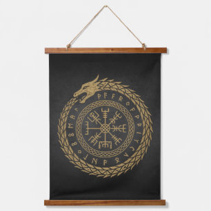 Vegvisir Norse Serpent Rune Circle Design Hanging Tapestry
