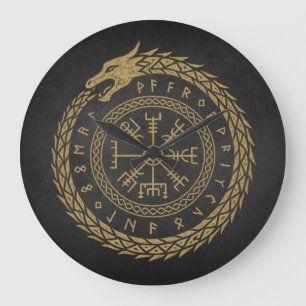 Vegvisir Norse Serpent Rune Circle Design Large Clock