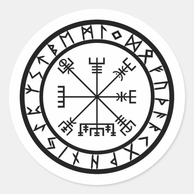 Vegvisir - Rune Circle Classic Round Sticker (Front)