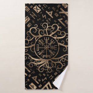 Vegvisir Tree of life Yggdrasil and Runes Bath Towel Set