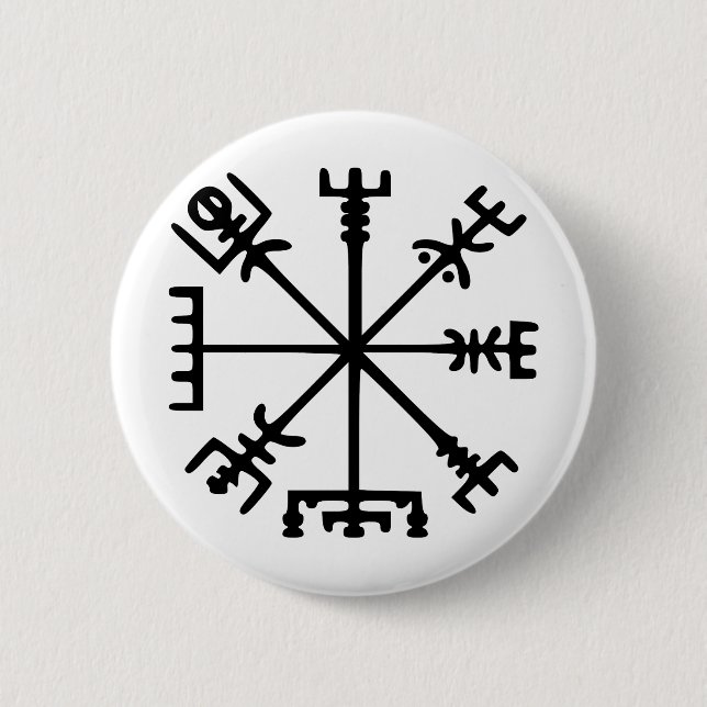 Vegvísir (Viking Compass) 6 Cm Round Badge (Front)