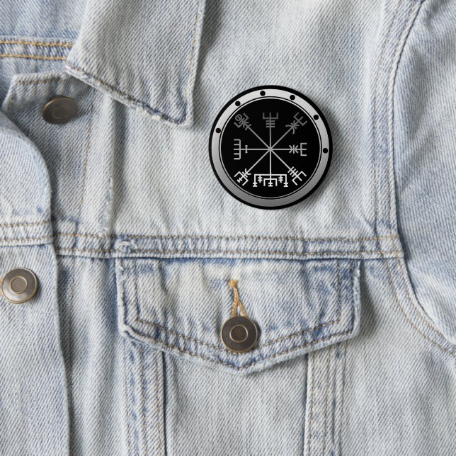 Vegvisir Viking Compass 6 Cm Round Badge (In Situ)
