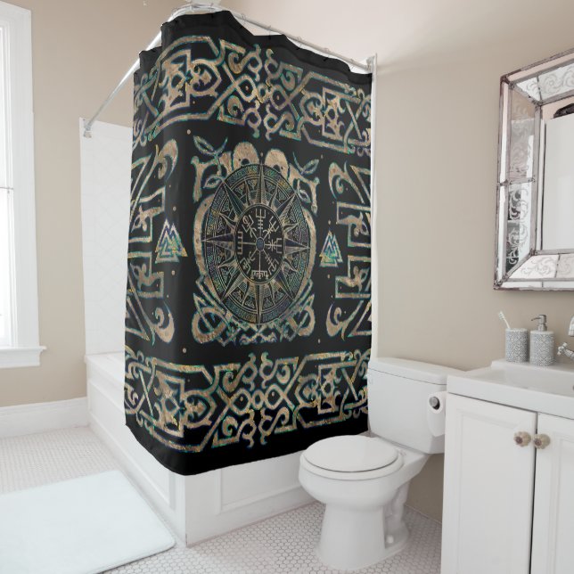 Vegvisir - Viking Compass Ornament Shower Curtain (In Situ)