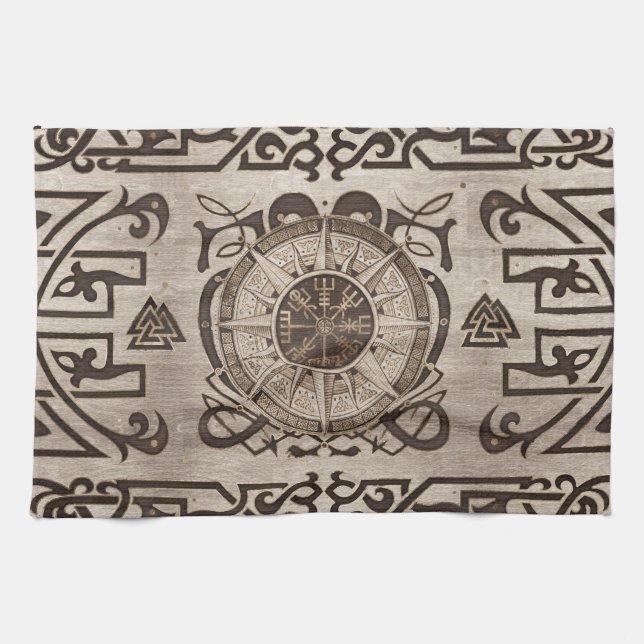 Vegvisir - Viking Compass Ornament Tea Towel (Horizontal)