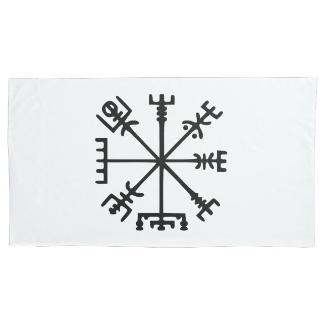 Vegvísir (Viking Compass) Pillowcase (Front-Left)