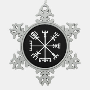 Vegvísir (Viking Compass) Snowflake Pewter Christmas Ornament