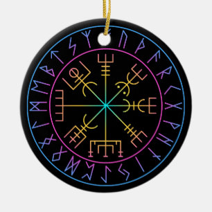 Vegvisir Viking Compass Symbol Design Ceramic Tree Decoration