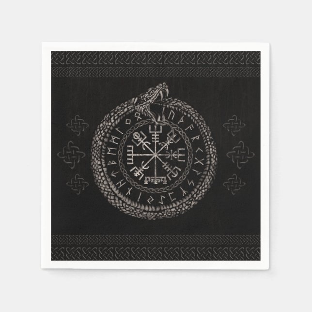 Vegvisir with Ouroboros and runes Napkin (Front)