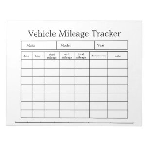 Vehicle Mileage Tracker Notepad