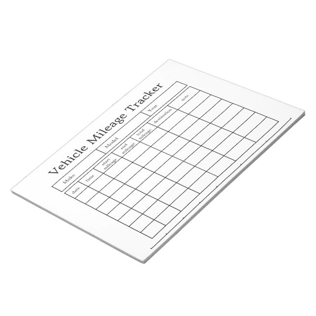 Vehicle Mileage Tracker Notepad (Angled)