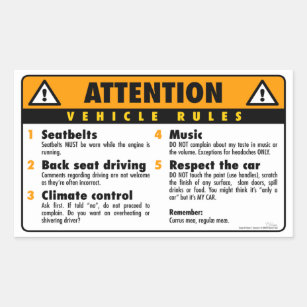 Vehicle Rules - Original Rectangular Sticker