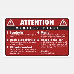 Vehicle Rules - Red Rectangular Sticker