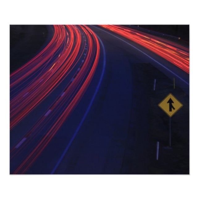 Vehicle Traffic Tail Light Trails Photo Print (Front)