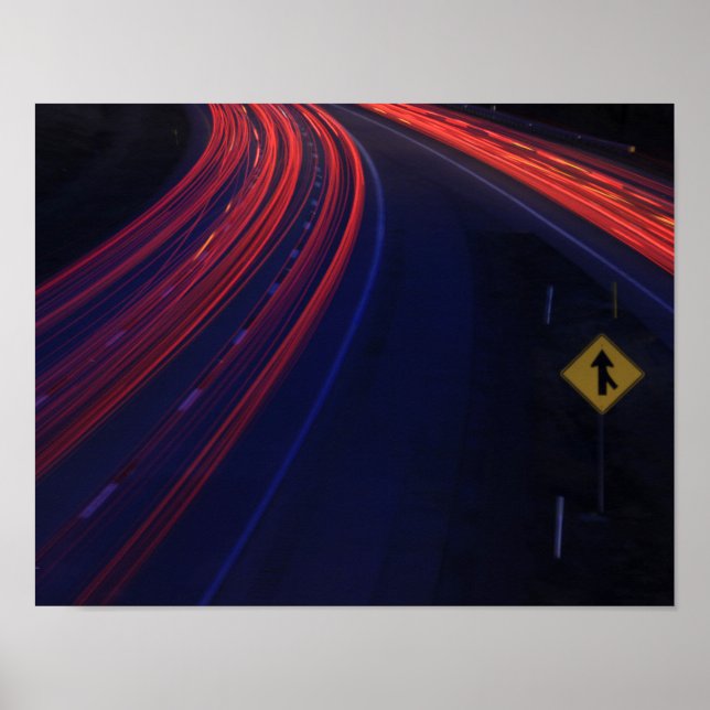 Vehicle Traffic Tail Light Trails Poster (Front)