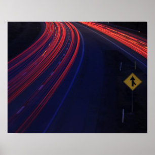 Vehicle Traffic Tail Light Trails Poster